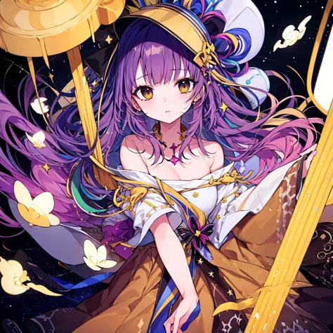 ((highest quality)), ((masterpiece)), (detailed), one girl, long hair, tanabata, stardust,