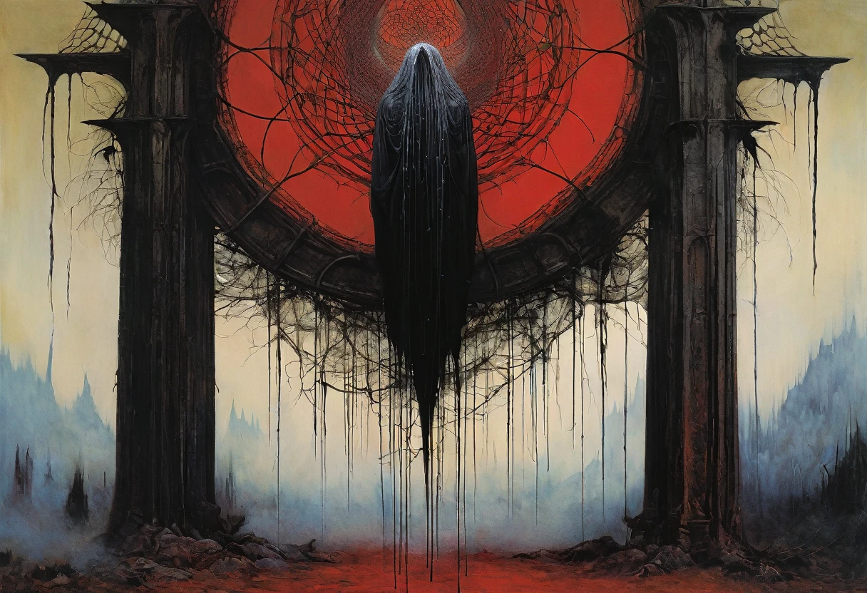 (Masterpiece, best quality), (lo Gothic), Dream Catcher, Vampir, (HG giger, Art by Hermann Nitsch, Beksinski, Dariusz Zawadzki, giger, zdzislaw beksinski)
