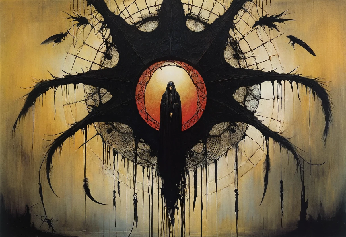 (Masterpiece, best quality), (lo Gothic), Dream Catcher, Vampir, (HG giger, Art by Hermann Nitsch, Beksinski, Dariusz Zawadzki, giger, zdzislaw beksinski)
