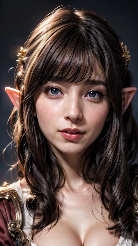 ((beautiful face:1.4)), (purelos face_v1: 1.0), half body,((white simple background)),super detailed beautiful elf girl 30 years...