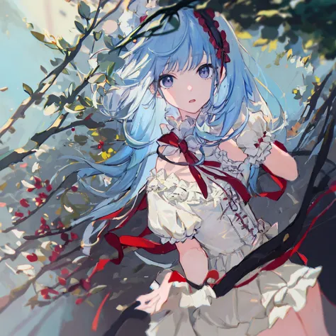 ((Highest quality)), ((masterpiece)), (detailed), One girl, pastel, Above the chest, Lolita Fashion, Light blue hair