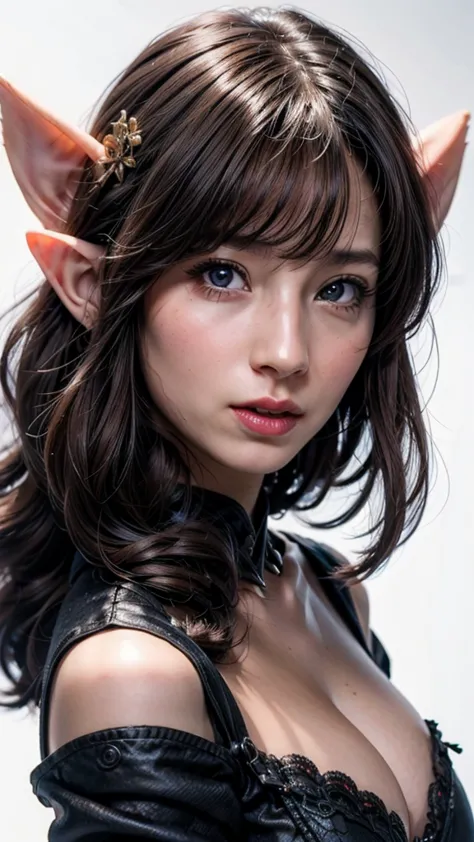 ((beautiful face:1.4)), (purelos face_v1: 1.0), half body,((white simple background)),super detailed beautiful elf girl 30 years...