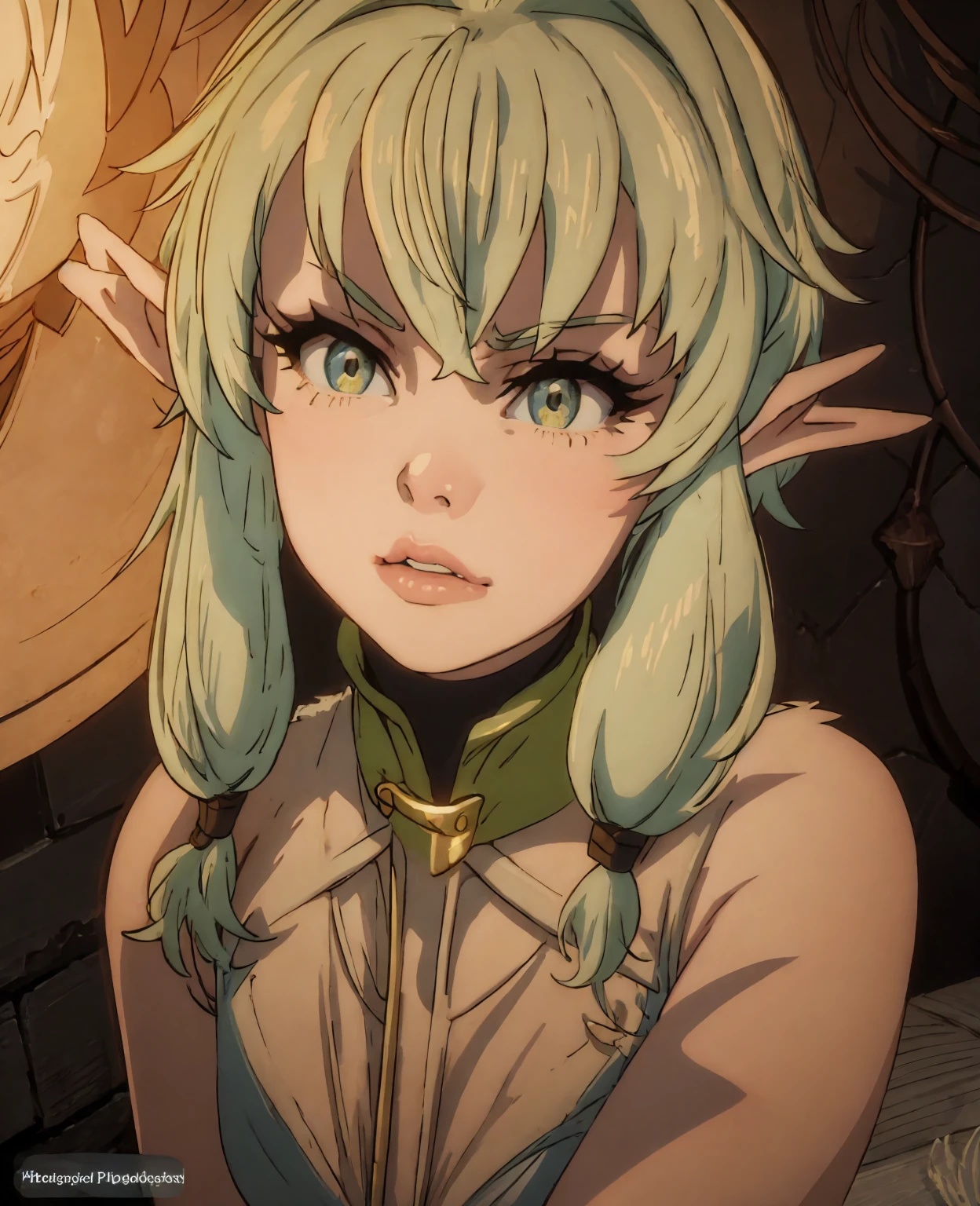 a beautiful high elf girl, 1girl, detailed face, beautiful detailed eyes, beautiful detailed lips, long eyelashes, elegant hairstyle, pointed ears, high fantasy character, ornate dress, intricate jewelry, glowing aura, magical forest background, warm lighting, cinematic composition, digital painting, fantasy art, detailed environment, photorealistic, 8k, high quality, masterpiece