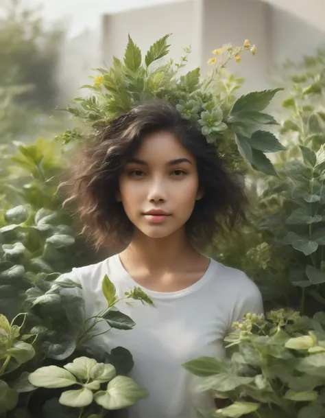 A beautyful girl，Testimonials：a girl made of dead plants， a girl made of fresh plants，a girl made of fresh plants