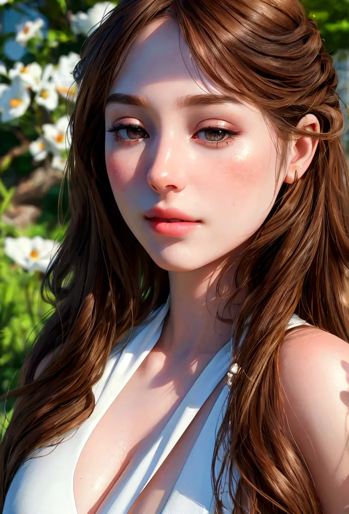 (surrealistic style), (girl 1_pretty face with delicate features, long brown hair, bushy hair), (beautiful woman_clear and clean...