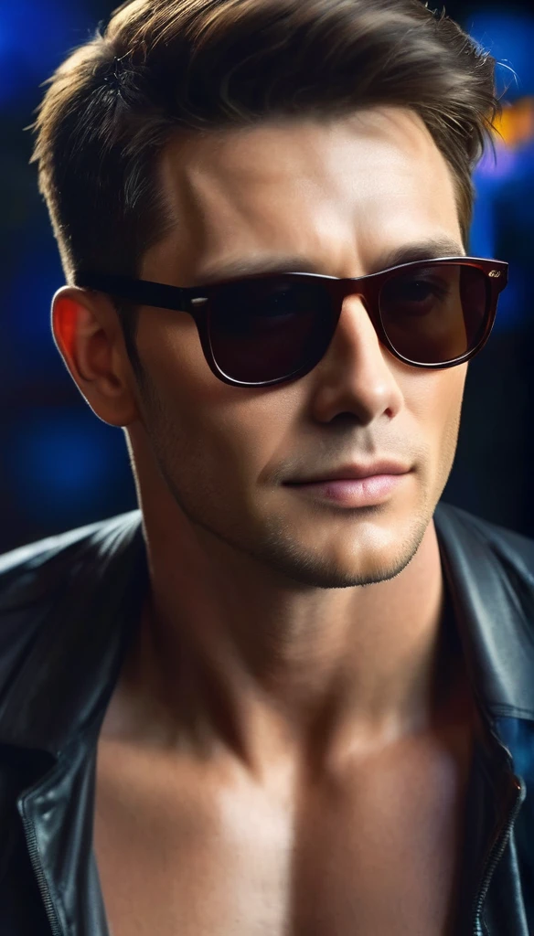 ((a handsome man, male model modern clothing,sunglasses, dark brown hair, full-length portrait: 1.5)), (best quality, 4k, 8k, high resolution, masterpiece: 1.2), ultra detailed, (realistic, photorealistic, photorealistic : 1.37), HDR, UHD, studio lighting, ultra-fine painting, sharp focus, physically based rendering, extreme detailed description, professional, vivid colors, bokeh, dramatic lighting, cinematic compositing