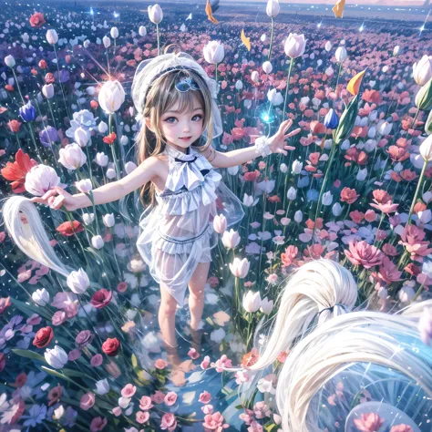 BloodRed, White in Pearly RainbowColors,ExtremelyDetailed(ProfessionalPhoto of Girl Floating in the Sky:1.37)ZoomLayer{Stunning|...