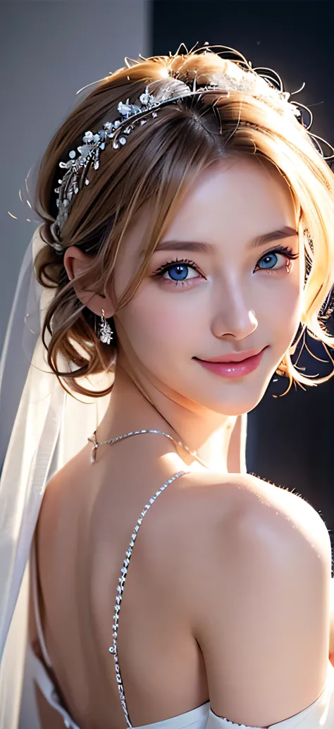 bride、Wedding Style、wedding style photos、Luxury dresses、church、Light clothing、Formal Wear、night scene、illumination、blue eyes、bio...