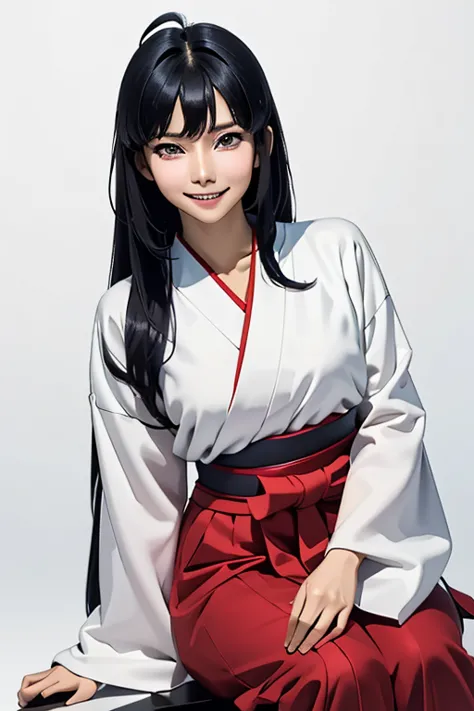 Highest quality　High resolution　Simple　Shrine maiden服　Long bangs　Adult female　Shrine maiden　Loose expression　cute　smile　Scarlet ...