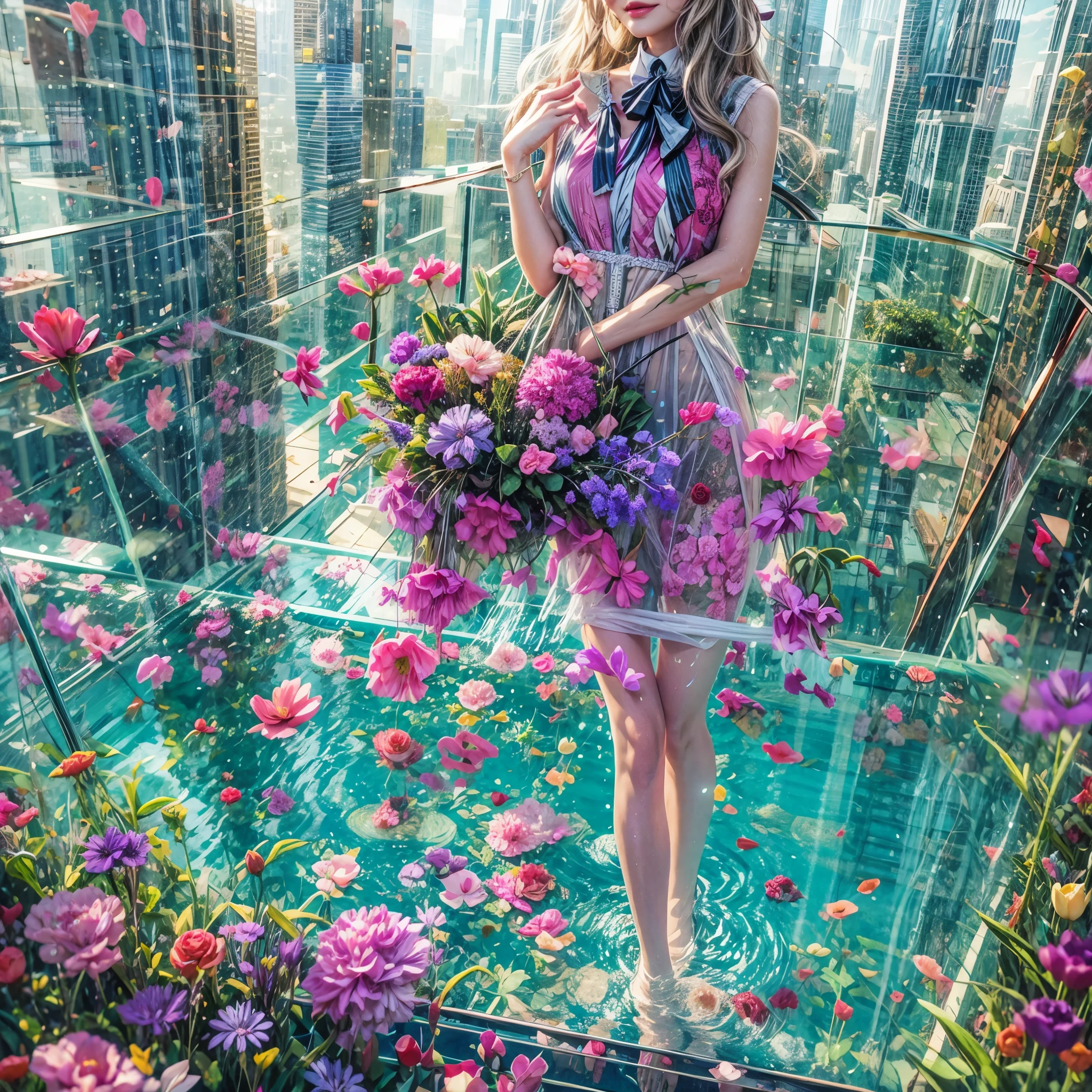 BloodRed, White in Pearly RainbowColors,ExtremelyDetailed(ProfessionalPhoto of Girl Floating in the Sky:1.37)ZoomLayer{Stunning|Mystic|GodRays|Haze}, 57th floor infinity pool in the urban forest. (Masterpiece 8K TopQuality:1.2)(ExtremelyDetailed NOGIZAKA face:1.37) ElaboratePupil with (SparklingHighlights:1.28) DoubleEyelids with Voluminous LongEyelashes PUNIPUNI RosyCheeks (Joyful Expressions LifeLike Rendering) MotionBlur  BREAK  (Acutance:0.77) PUNIPUNI Radiant Impeccable PearlSkin with Transparency White(Skinny SchoolSwimwear) {(HiddenHand)|((Corrected BabyLike Hand))} Whole Body Proportions and all limbs are Anatomically Accurate, {Carnation|Tulips|(Rose)} [FlowerWreath WrappedBody Full of Flowers Covering girl's body] {((Dazzling RainbowColorHorizon))|ColorfulSky|ColoredClouds|(Starly Particles)}(extra limbs:-1.4)(Not Detailed Face:-1.37)(Not Detailed Hand:-1.28), Drawing infinity pool reference to the rooftop of Marina Bay Sands