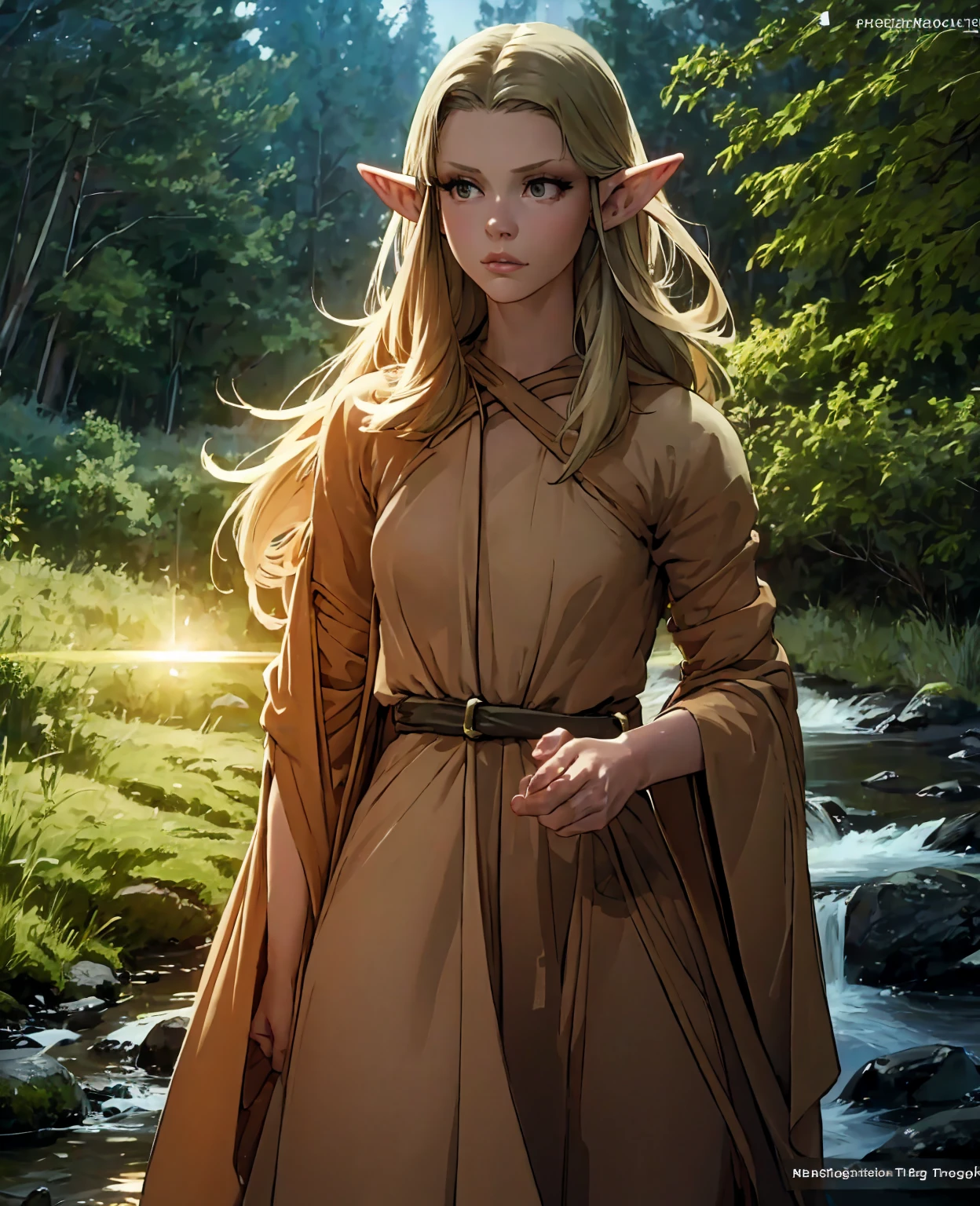 a beautiful female elf, 1girl, pointed ears, long hair, detailed face, big eyes, long eyelashes, sharp nose, detailed lips, elegant expression, slender body, graceful posture, flowing dress, forest background, fantasy landscape, sunlight glowing, glowing crystals, ethereal atmosphere, (best quality,4k,8k,highres,masterpiece:1.2),ultra-detailed,(realistic,photorealistic,photo-realistic:1.37),fantasy,concept art,glowing colors,dramatic lighting