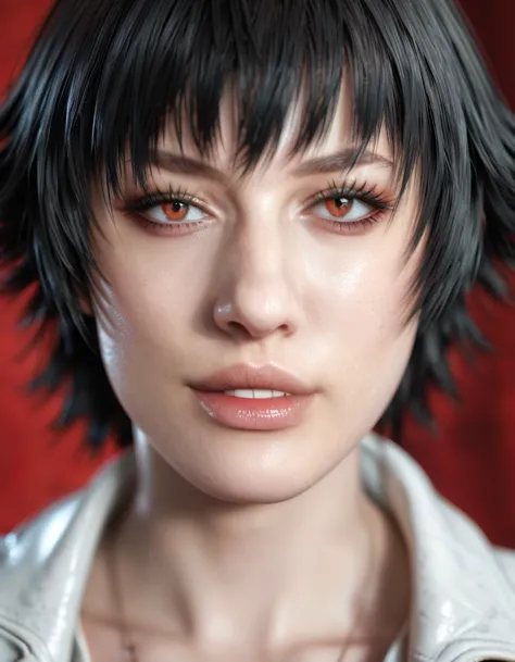 (best quality:1.2), lady (from devil may cry 5:1.1), white jacket, perfect face, portrait, perfect face