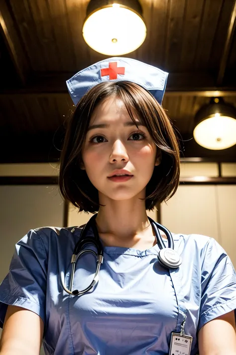 ((nurse:1.4)), Stethoscope, 8K, RAW Portrait (Japanese women),masterpiece、Realistic:1.2、Realistic, Ultra-high resolution, Highes...