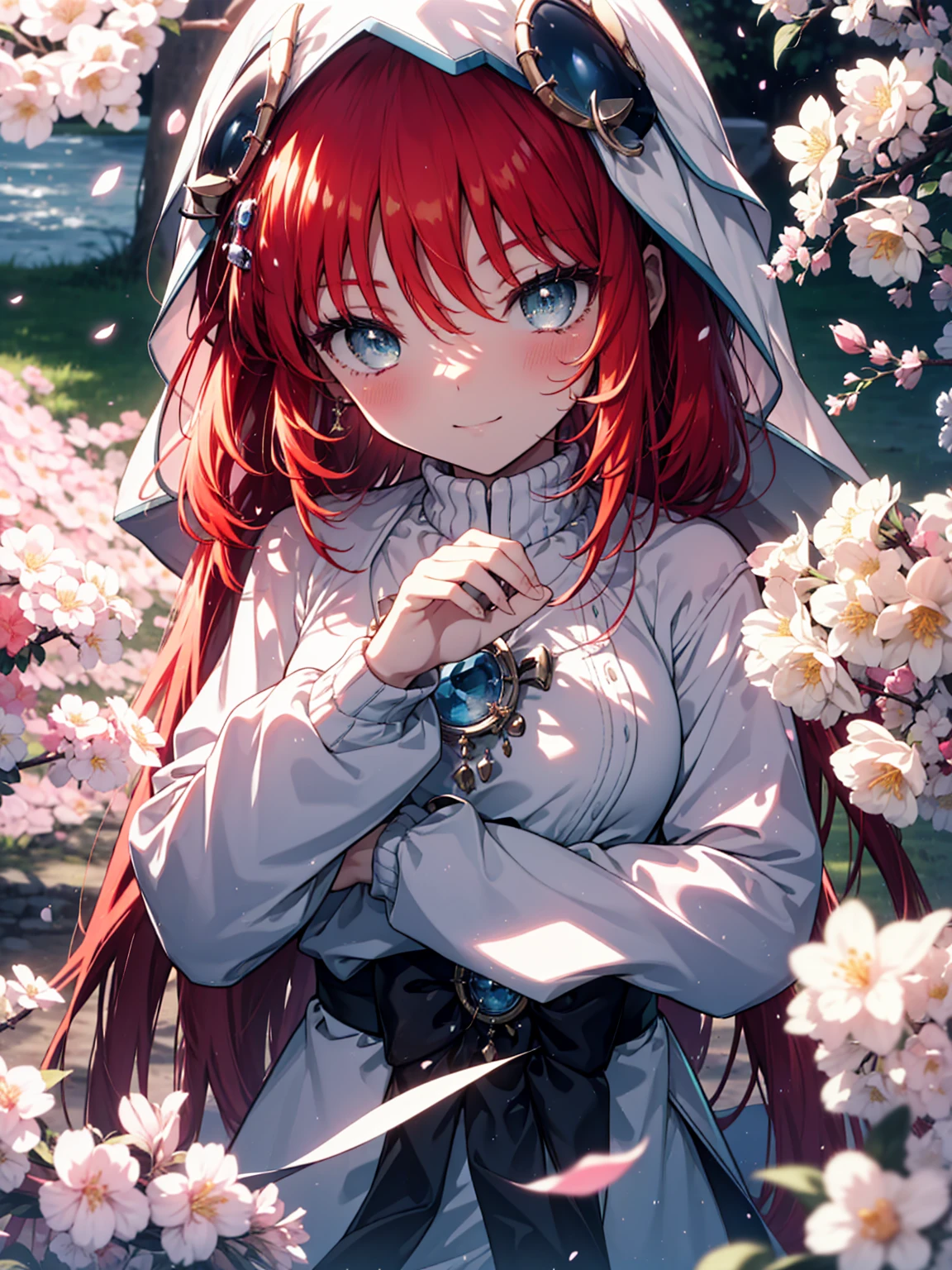 shana,Shakugan no shana,He drowned,wide,by white, Blue eyes Small breasts,SMILE,blush,White sweater,Bermuda,black pantyhose,Minibot,Cherry blossom tree-lined path,Cherry blossoms are blooming,Cherry blossoms are scattered,tomorrow,tomorrow陽,The sun is rising,Looking down from above,
REST looking at the viewer, (cowboy shot:1. 5)
REST outdoors, garden,
BREAK (Masterpiece:1.2), of the highest quality, high resolution, unity wallpaper 8k, (cipher:0.8), (detailed and beautiful eyes:1.6), Very detailed face, perfect lighting, Extremely detailed CG, (perfect hands, perfect anatomy),