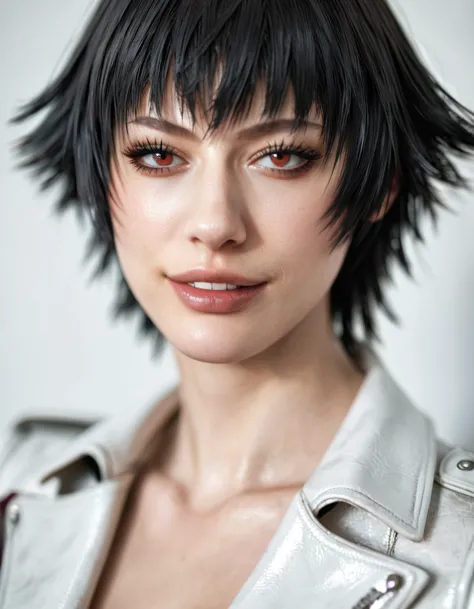 rating_explicit, (best quality:1.2), lady (from devil may cry 5:1.1), white jacket, perfect face, portrait, perfect face, naught...