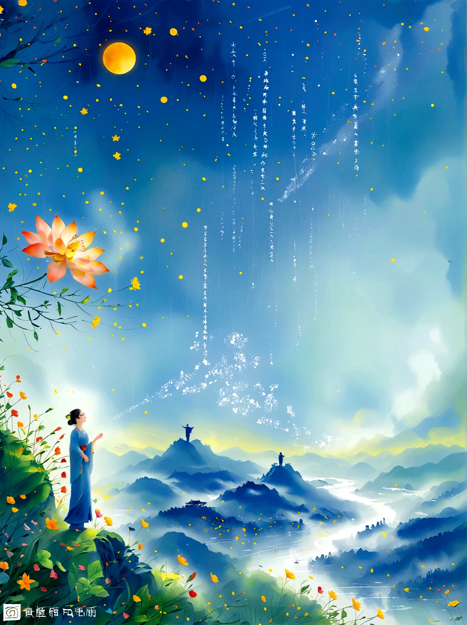 Cai GuoRUNs Illustrationsstil, 1 Mädchen, Eine Frau in einem langen Rock steht auf einer Klippe und blickt in den Sternenhimmel, Göttin des Weltraums, Göttin der Milchstraße, Göttin des Himmels, Astral ätherisch, Traum, Wunderschöner himmlischer Zauberer, wunderschönes Fantasygemälde, wunderschöne Fantasy-Kunst, Ätherische Fantasie, Very wunderschöne Fantasy-Kunst, digitale Kunst Fantasie, bezaubernd und überirdisch, Fantasie Schönheit, Die wunderschöne Kunst des Octane UHD 8K-Renderings, volumetrisches Licht, natürliches weiches Licht, (Ultra-empfindlich:1.2, Konzentrationsverlust:1.2, Bunt, Filmbeleuchtung, Raytracing), Super rich, Extrem detailliert, 1cgrssh1, Chiaroscuro, Meisterwerk, 8k