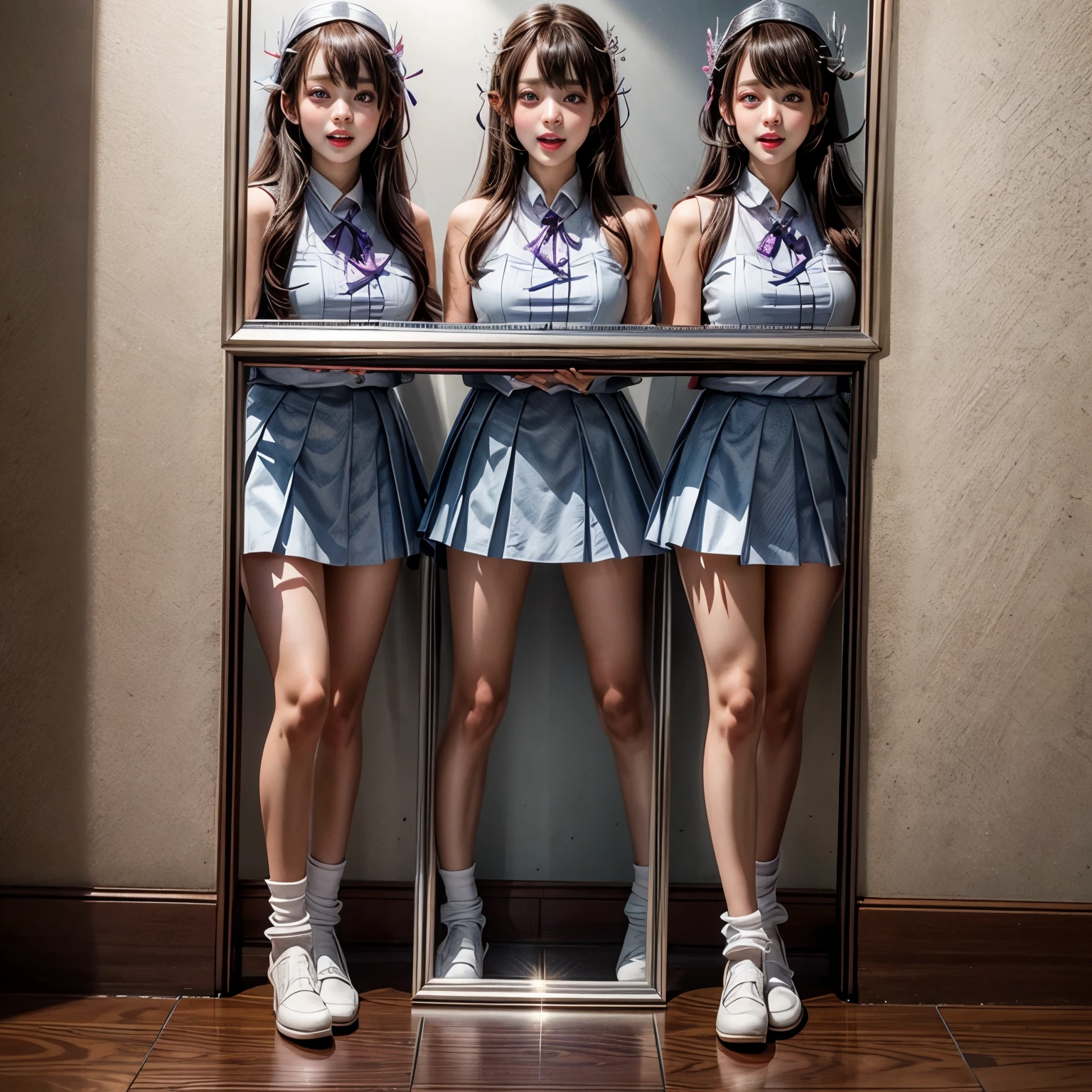 through wall, SchoolGirls wearing uniforms, PUNIPUNI Radiant PearlSkin with Transparency, no legwear, PriceTags NamePlate . (Character concept art:1.4), Different types of hair colors, (((NOGIZAKA face variations)))  Extremely Detailed very KAWAII face variations, perfect anatomy, Childish CaptivatingGaze Elaborate Pupil with (sparkling highlights:1.2), DoubleEyelids with Detailed[Voluminous LongEyelashes], Small GlossyRedLips with BeautifulDetails, CoquettishTongue, PUNIPUNI RosyCheeks  { (Dynamic Joyful Expressions LifeLike Rendering:1.4) | (:d) }, (large eyes:-1) . (Acutance:0.8) NSFW_MouthGloryHole_ownwaifu