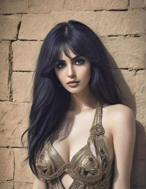 Dark fantasy Photoshoot hyper réaliste femme modèle vogue couverture de magazine de mode inspirée par la déesse égyptienne des t...