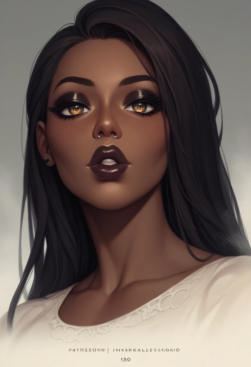 A brown-skin goth girl,beautiful detailed hazel eyes,beautiful detailed lips,extremely detailed eyes and face,long eyelashes,melancholy expression,comic book style,chiaroscuro lighting,dark moody atmosphere,dramatic shadows,high contrast,vivid colors,cinematic framing,8k,masterpiece