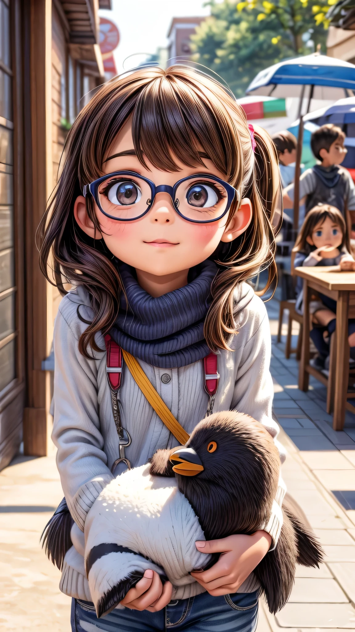 Cute penguin wearing glasses,