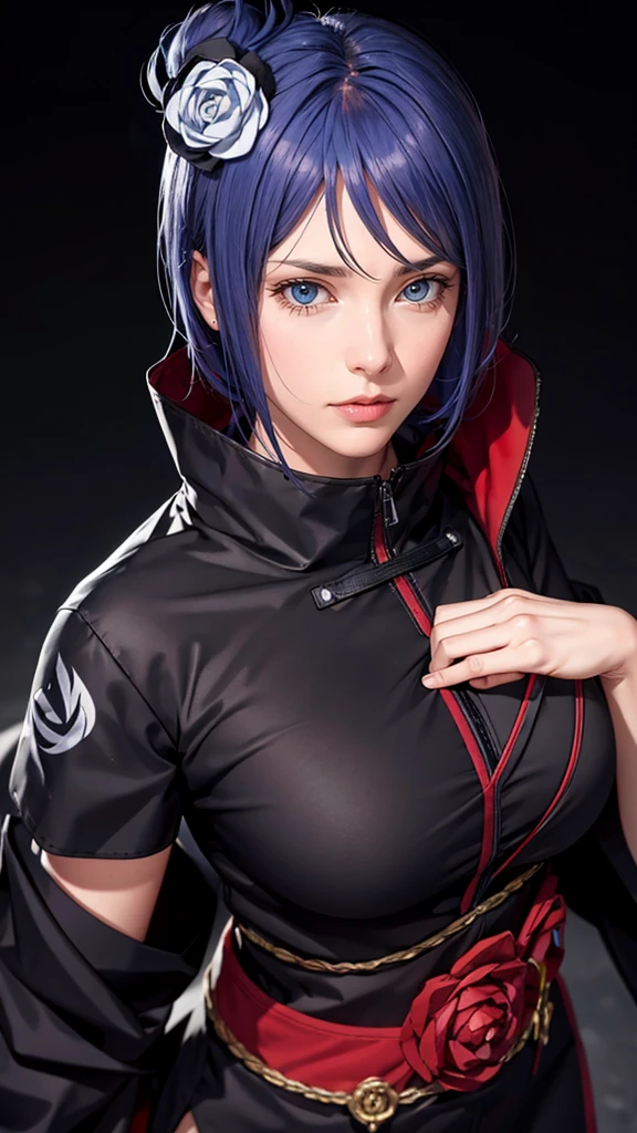 （（（TENUE AKATSUKI，Vêtements Xiao, ninja, manteau noir,Manteau noir, （（（lourd，La femme \(Naruto\),La femme, Cheveux bleus, Élèves oranges, Cheveux courts, ornement de cheveux, fleur, hair fleur, ））），（（（Hanches larges））），Corps en forme de S:1.7））），((chef-d&#39;œuvre)),haute résolution, ((Best qualité at best))，chef-d&#39;œuvre，qualité，Best qualité，（（（ Des traits du visage exquis，En regardant le public,Il y a de la lumière dans les yeux，Timide，rougir，douleur，endurer ））），（（（Entrelacement de lumière et d&#39;ombre，super gigantesque ，clivage））），（（（regarder la caméra，d&#39;en haut，regarder en bas，regarder la caméra，papier blanc airplane，papier blanc，Mains cachées dans les manches）））sexuellement