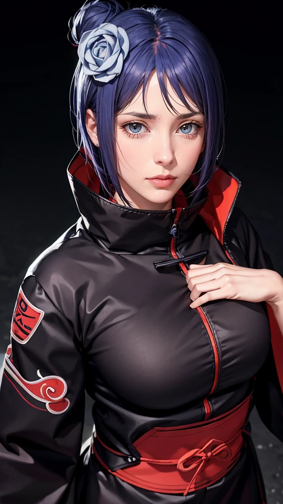 （（（TENUE AKATSUKI，Vêtements Xiao, ninja, manteau noir,Manteau noir, （（（lourd，La femme \(Naruto\),La femme, Cheveux bleus, Élèves oranges, Cheveux courts, ornement de cheveux, fleur, hair fleur, ））），（（（Hanches larges））），Corps en forme de S:1.7））），((chef-d&#39;œuvre)),haute résolution, ((Best qualité at best))，chef-d&#39;œuvre，qualité，Best qualité，（（（ Des traits du visage exquis，En regardant le public,Il y a de la lumière dans les yeux，Timide，rougir，douleur，endurer ））），（（（Entrelacement de lumière et d&#39;ombre，super gigantesque ，clivage））），（（（regarder la caméra，d&#39;en haut，regarder en bas，regarder la caméra，papier blanc airplane，papier blanc，Mains cachées dans les manches）））marche sexy sur tout le corps