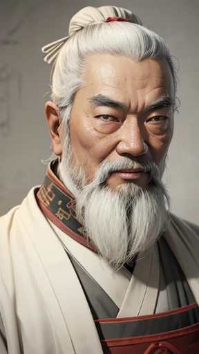 Oriental、Old man in plain white ancient Chinese costume、Ancient Chinese hairstyle old man、Highest quality、masterpiece、Ultra-high resolution、(Realistic:1.4)、Game Poster、Crisp and beautiful image quality、Gray Hair、white and long beard,,