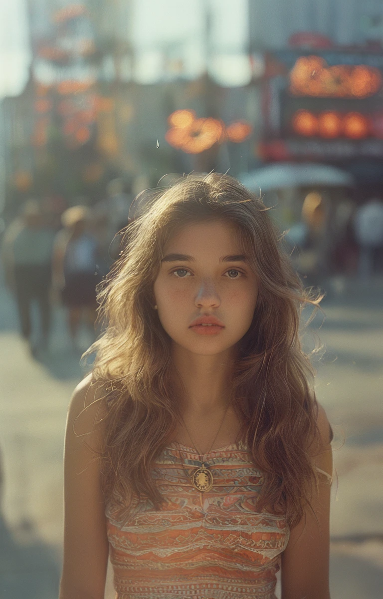 A 20 year old girl taking a selfie .