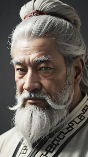 Oriental、Old man in plain white ancient Chinese costume、Ancient Chinese hairstyle old man、Highest quality、masterpiece、Ultra-high resolution、(Realistic:1.4)、Game Poster、Crisp and beautiful image quality、Gray Hair、white and long beard,,