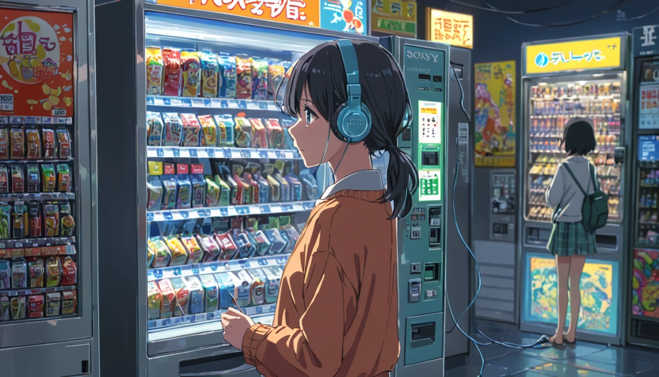 ((Anime: 1.4, Illustration)), (Masterpiece, Top Quality, Best Quality), (Ultra-Detailed, Absolutely Resolution), ((16k, HIGH RES)), ((Ikari Shinji, Earphones, Vending Machine), ( Anime: 1.4, Illustration)), (Masterpiece, Top Quality, Best Quality), (Ultra-Detailed, Absolutely Resolution). Ak {Lofi Art, Style of Laurie Greasley, Style of Makoto Shinkai, Anime Aesthetic}, BREAK {(Produces IMAGES WITH ITH INFORMATION THAN 40 Million Pixels with Cinematic-Like Detailed Textures S Hot on a Sony slur).}