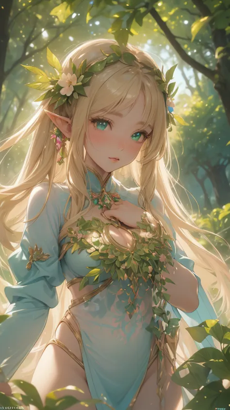 work of art, ultra creative, epic details, ultra detaild, best resolution, woman, archer, blonde, (beautiful nymph), ( robust wr...