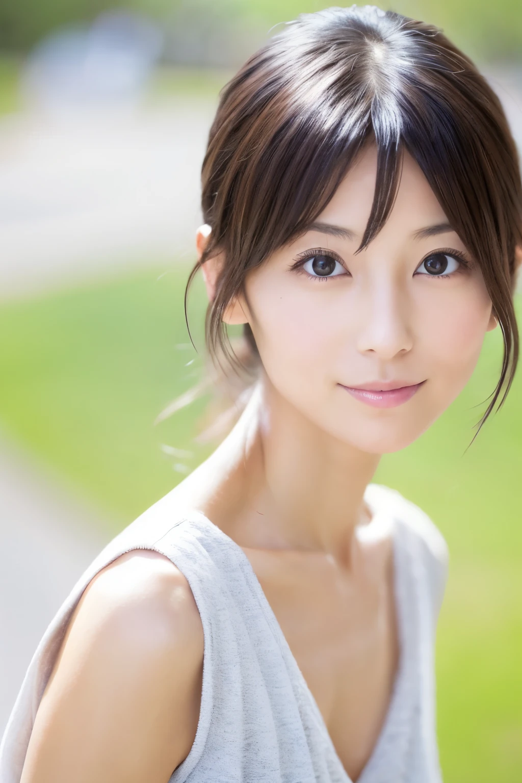 (Photographie haute réalité, haute résolution), Dame japonaise maigre, 30 ans, visage mignon, Visage détaillé, yeux détaillés, diverses coiffures, silhouette maigre, anatomie corporelle correcte, ((regarder droit devant)), face à la caméra directement, Photo unique, une photo a capturé le meilleur moment exprimant la beauté et l&#39;intelligence, ((avec un fond simple))