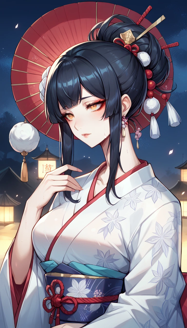 A beautiful 15-year-old princess from the Sengoku period with long black hair　Gorgeous embroidery, Ultra glossy, She is wearing a shiny Japanese wedding kimono worn by brides（white without dirt）I am wearing....  On her wedding night, she has intense sex with an older man