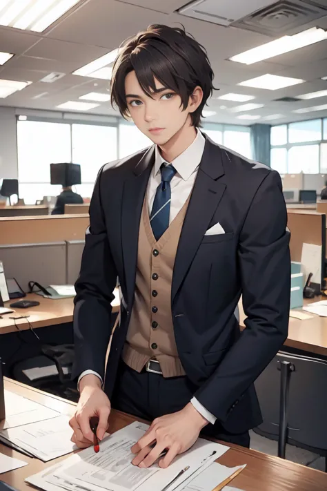 handsome man , office