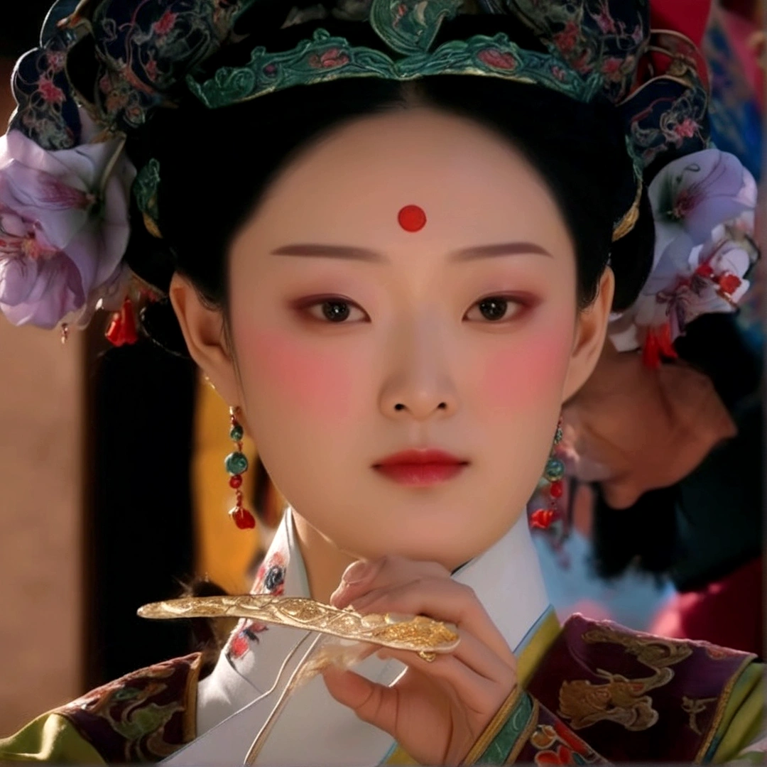 Close-up of a woman in traditional Chinese clothing making a &#39;quiet&#39; gesture, Chinese Princess, Queen of the Sea Mu Yanling, Chinese Beauty, ancient Chinese Princess, Chinese Empress, palace ， Girl wearing Hanfu, Inspired by Zhang Zeduan, Inspired by Lan Ying, Chinese woman, Inspired by Xie Huan, Inspired by Zhao Zuo