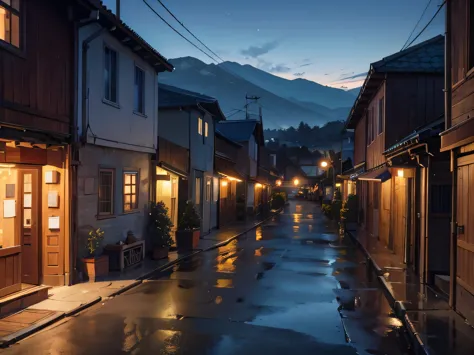 a quiet town before dawn