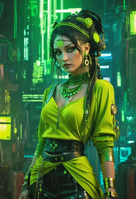 chartreuse gypsy, safe from harm, out of luck, battle without honor or humanity, cyberpunk