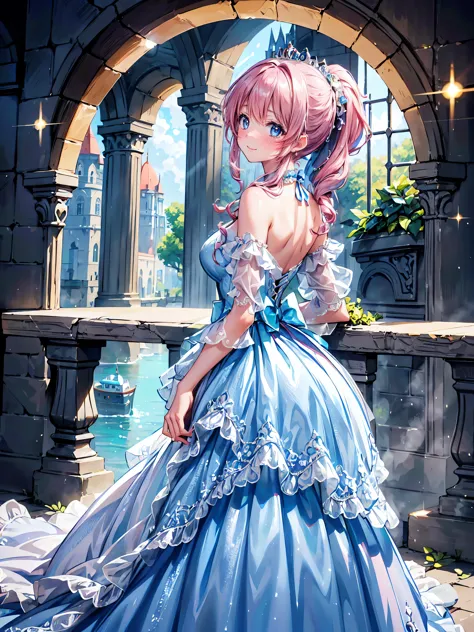 (((young face solo Captivating Adorable princess))), (((dress aquamarine dress)))), (((Unsurpassed gorgeous rococo victorian gow...