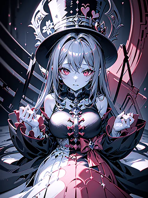 a close up of a person with a hat and a top hat, kawacy, anime cover, gothic harts, shadowverse style, from arknights, high deta...