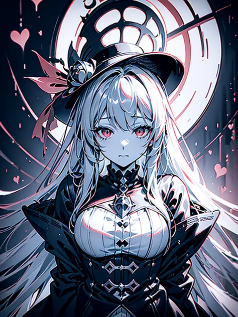a close up of a person with a hat and a top hat, kawacy, anime cover, gothic harts, shadowverse style, from arknights, high deta...