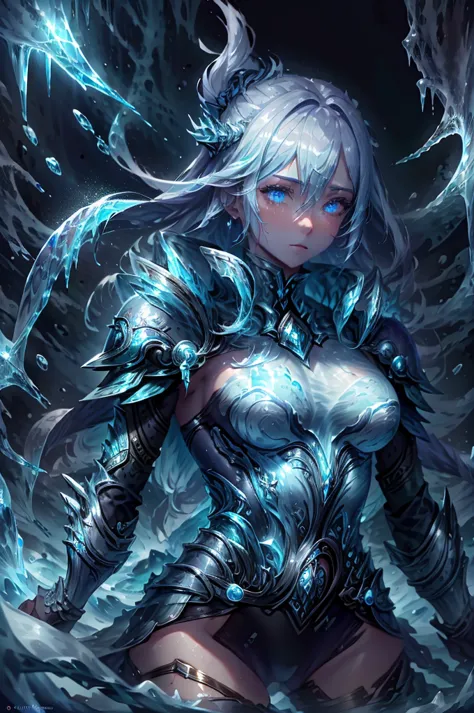 Female warrior of the icy void, detailed full body, face detailed