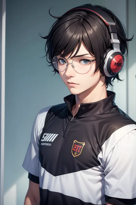 Ren Amamiya Persona,Boy Anime,football uniform, glasses, headphones on head