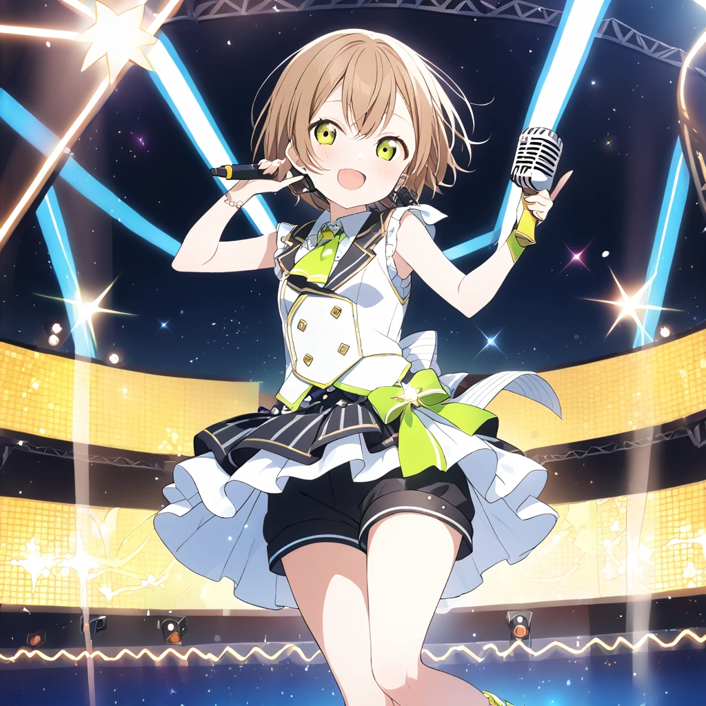 Hoshizora Rin　Live Stage　Brown Hair　short hair　microphone　A shining stage　