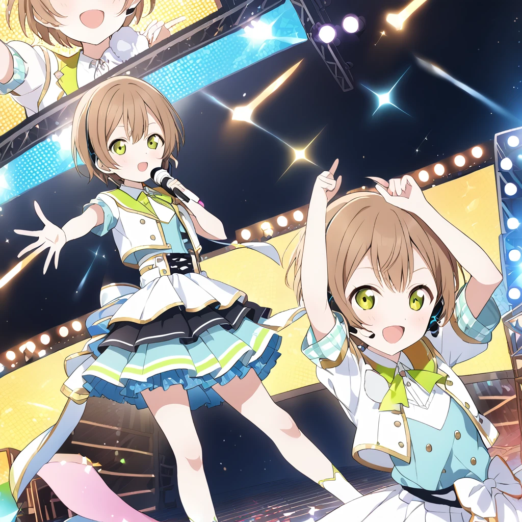 Hoshizora Rin　Live Stage　Brown Hair　short hair　microphone　A shining stage　