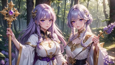 (8k, best quality, masterpiece:1.2), fire emblem genealogy of the holy war, diadora, lavender hair, wavy hair, delicate, long st...