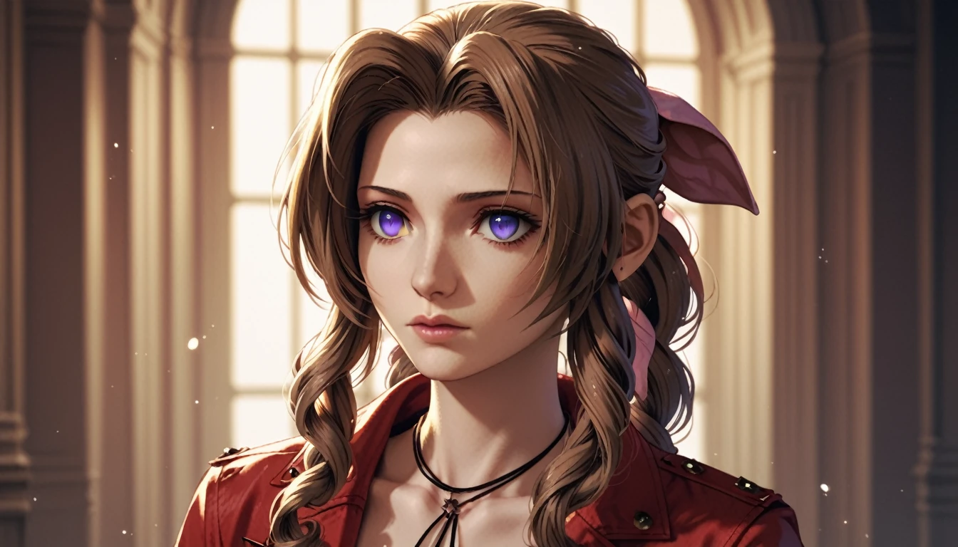 Aerith de ojos morados,inexpresivo,sin alumnos