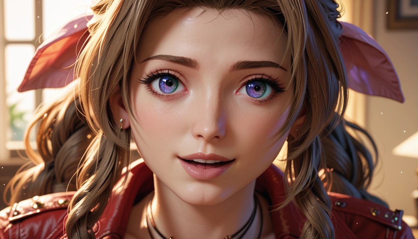 Ecstatic expression,Purple Eyed Aerith,no pupils