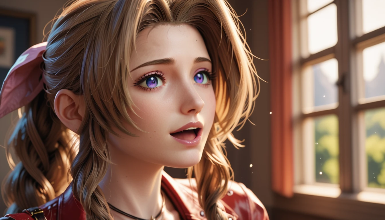 Ecstatic expression,Purple Eyed Aerith,no pupils