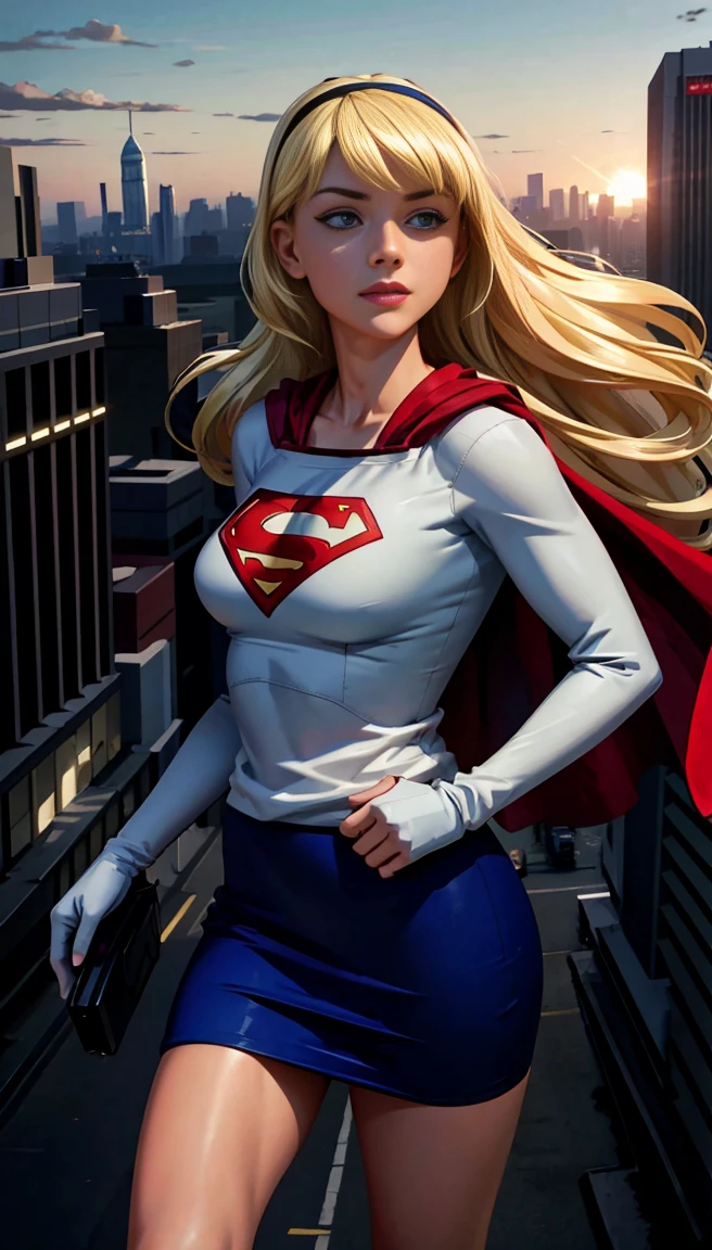 photo by full body (cowboy shot), sfw, (work of art), (best qualityer:1.0), (ultra high resolution:1.0), detailedeyes,
BREAK Supergirl, 1 girl, long blonde hair, mid-air, flying hair band, \(offwhite\) top cut, manga curta, layer, blue pencil skirt, mitts, BREAK boots
(clouds, citys, stunning vista)