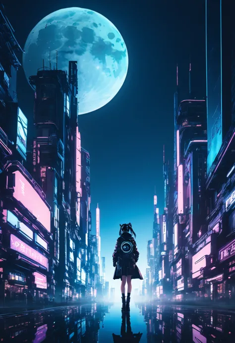  Spouse, contour, Meinoichi, Logo, monotonous, moon, Double contact, Cyberpunk City, Depth of Field, (Holographic glow effect), ...